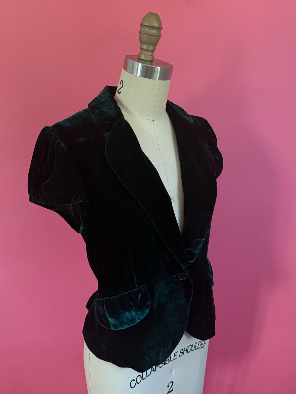*NWT* Vintage Y2K BCBG Maxazria Velvet Dark Emerald Green Lux Blazer S